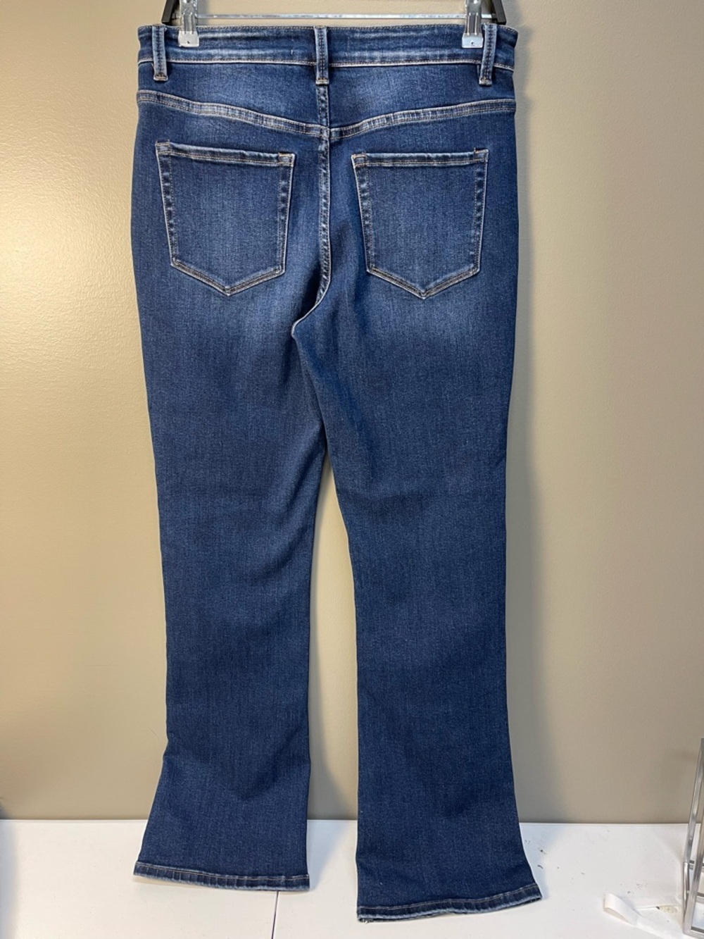Dark Blue Stretch Flare Jeans for Women - Picture 2 of 6